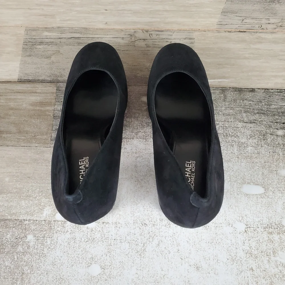 Michael Kors Porter Flex Womens Pumps Sz 6 M Black Slip On Block Heel Heels